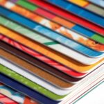 Credit cards on a white background